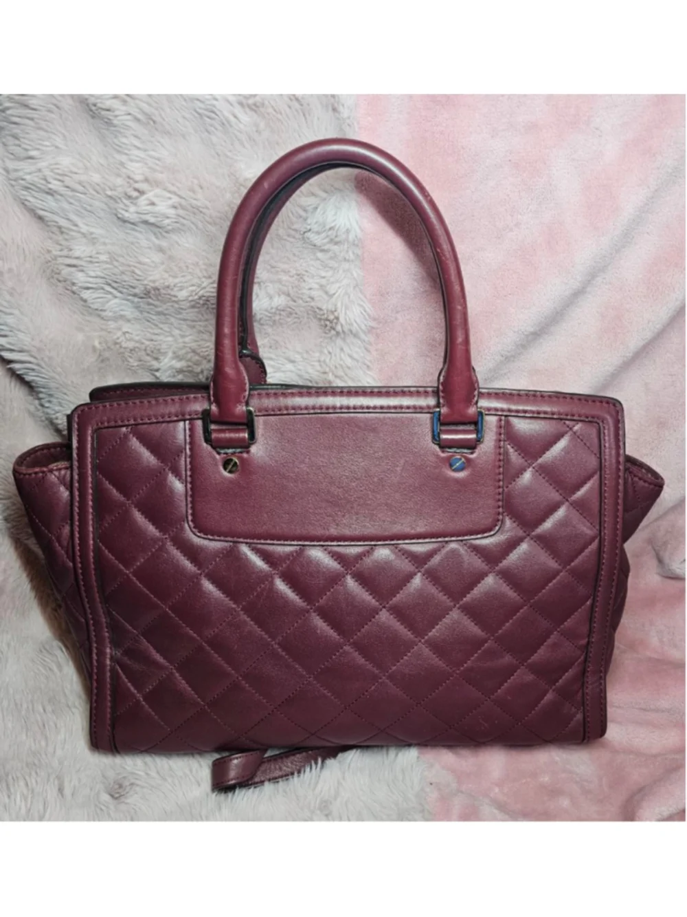 Michael Kors Burgundy Quilted Leather Satchel - Picture 2 of 8